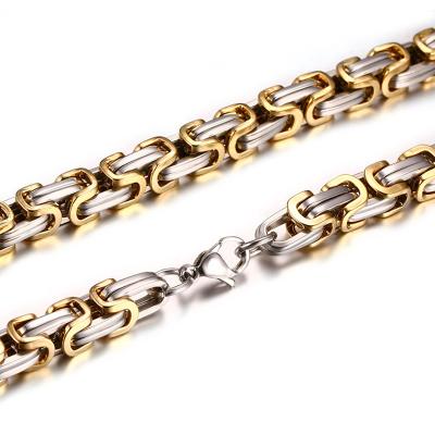 China Hiphop Stainless Steel Gold Mens Jewelry 8mm Byzantine Necklace Chain for sale