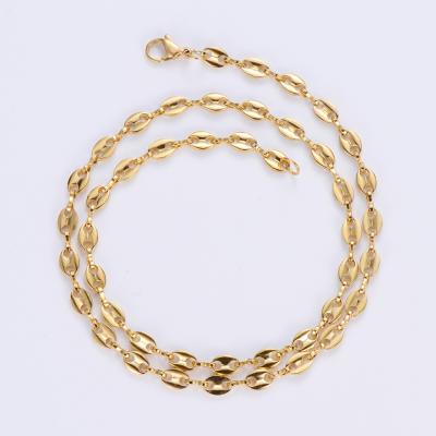 China BOHEMIA Stainless Steel Jewelry Link Gold Coffee Beans Chain Necklace for sale