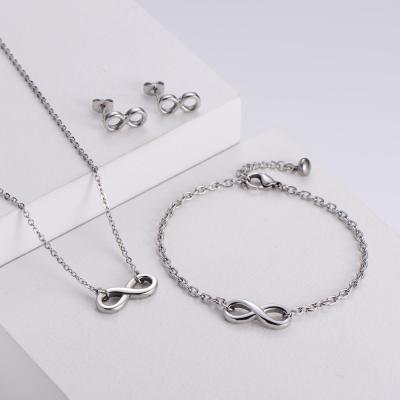 China TRENDY Acero Inoxidable Joyeria Women Stainless Infinity Necklace Earrings Bracelet Jewelry Set for sale