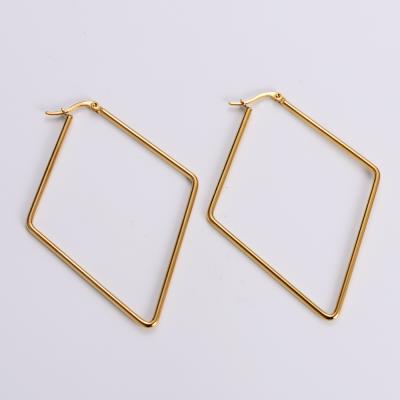 China FASHIONABLE ORDRM Exaggerated Large Women Girl Gold Jewelry Diamond Stainless Steel Circle Rhombic Thin Earrings for sale