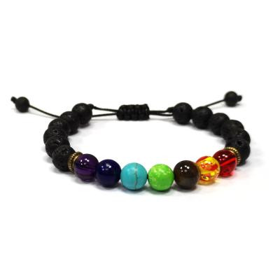 China Natural Lava Stone Beads 7 Chakra Bracelet Yoga CLASSIC Healing Jewelry Dropshipping for sale