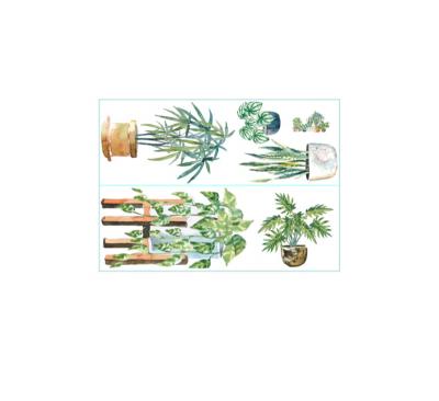 China 2021 Customer Decor Green Factories PVC Fashion Potted Sticker Home Decorative Self Adhesive Wall Sticker Home Decoration for sale