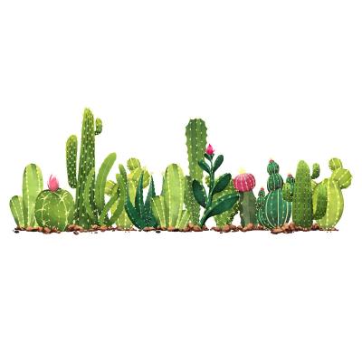 China New Arrival Cacti Plant PVC Removable Self Adhesive Vinyl Home Decorative Sticker Decal for sale