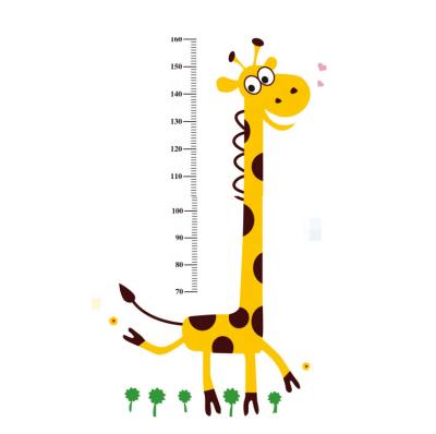 China Cartoon Sticker Giraffe Monkey Wholesale Growth Chart Kids Height Measurement Animal Wall Sticker For Baby Room Decal for sale