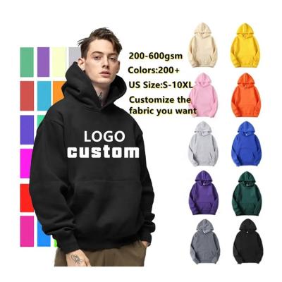 China Custom Anti-pilling Heavy Empty No Breath Print Hoodie Set Logo Men's Logo Rhinestone Plain Pullover String Oversized Men's Hoodies Cotton for sale