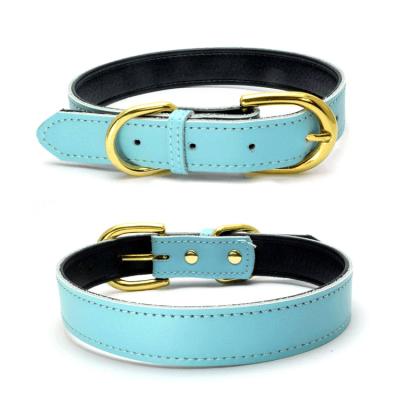 China Good Quality DETACHED Import Price Sky Blue Attractive Leather Cat Collar for sale