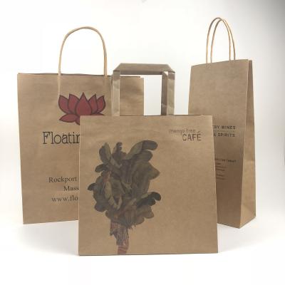 China Small Recyclable Brown Kraft Paper Bags Reusable Brown Paper Bag With Handle Biodegradable Paper Bag for sale