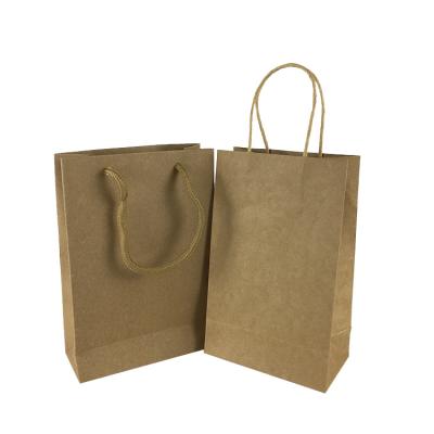 China Wholesale Cheap Recyclable Customized Printing Design Slogan Kraft Paper Small Shopping Paper Bags With Handle for sale