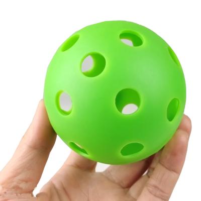 China EVA (Super Soft) 26 Holes Green Colors EVA Airflow Cavity Training Base Ball Pickle Balls Soft Material Standard Size for sale