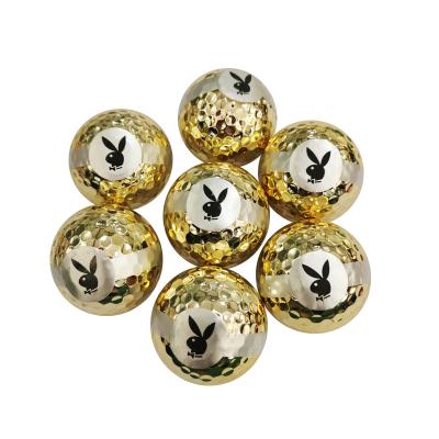 China High Quality Synthetic Rubber + Surlyn Tournament Celebration Opening Gold Color Gift Golf Ribbon Gold Plated Balls for sale