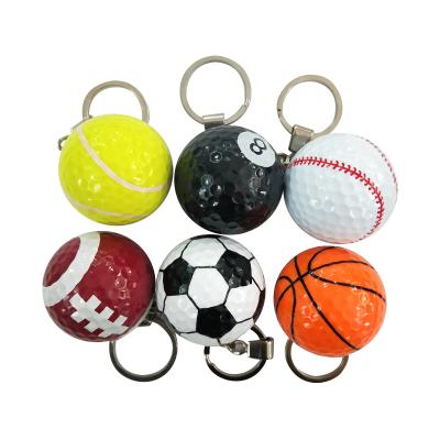 China Surlyn Wholesale Mini Novelty Sport Color Keychain Synthetic Rubber + Golf Balls For Gift for sale