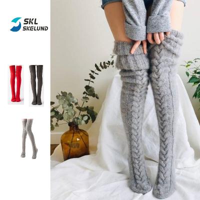 China QUICK DRY Hot Sale Women Winter Leg Warmers Thigh High Socks Over The Knee Knitted Loose Fluffy Slouch Socks Warm Thigh Long Stockings for sale