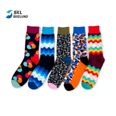 China 2021 Full Cotton Color Mens Funny Happy Sock QUICK DRY Calf Tube Crew Mid Dress Socks Patterned Custom Made Socks for sale