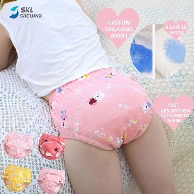 China Custom Unisex Breathable Potty Training Underwear Cotton Leak Proof Noise In Cloth Breathable Cloth Diapers Reusable For Boys And Girls for sale