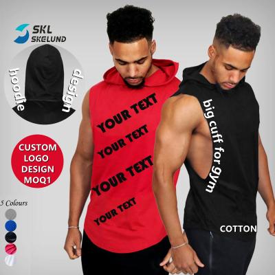 China OEM Gym Hoodie Men Tank Tops QUICK DRY Custom Pattern Sleeveless Fitness Bodybuilding Muscle Cut Out T Shirt Tank Tops For Men for sale