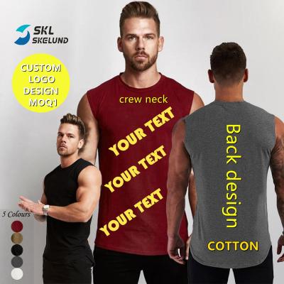 China QUICK DRY Gym Shirt OEM Sleeveless Men's Tank Tops White Custom Pattern Cotton White Workout Bodybuilding Muscle Tank Tops Men for sale