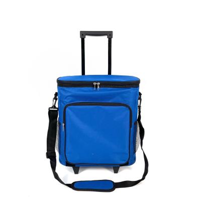 China Large Capacity Thermal Bottom Wheeled Travel Bag Cooler Bag Trolley Bag Rolling Box for sale