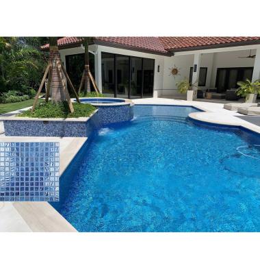 China Outdoor Classic Modern Classic Natural Green Stone Marble Mosaic Slab Flooring Waterline Swimming Pool Mosaic Slab For Swimming Pool Slab for sale