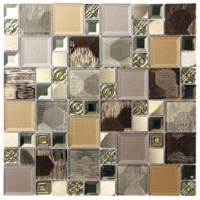 Κίνα Parquet wall and floor decoration crystal glass mussif gold color porcelain exterior glass mosaic slabs προς πώληση