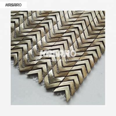 China Premium Aluminum Parquet Mosaic Slab Arrow Shape Metal Slab For Star Hotel Wall Decoration Te koop