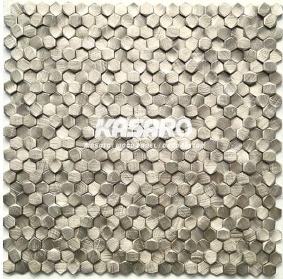 China High End Decoration Brushed Aluminum Parquet Wall Hexagon 3d Mosaic Slab Te koop