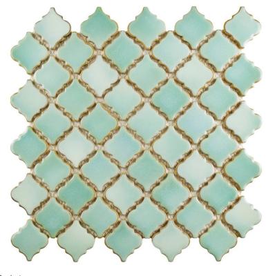 China Parquet Porcelain Mosaic Floor / Wall Slabs , Mint Green Mosaic Te koop