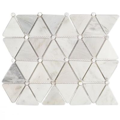 Κίνα MM Interior Design Flower Pattern Carrara White Marble Waterjet Mosaic Flooring Mosaic Slabs With Brass Inlay προς πώληση