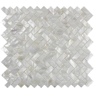 China Genuine Pearl Shell Mosaic Tile Herringbone Parquet Oyster For Kitchen Te koop