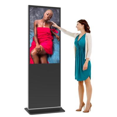 China 43 Inch Indoor Vertical Wireless Digital Signage Capacitive Touch Screen Information Kiosk Aluminum Case+Tempered Glass Panel for sale