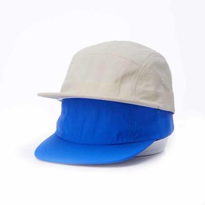 China Custom Adjustable Waterproof Nylon 5 Panel Camper caps, Outdoor Unstructured Snapback 5 Panel Hats for sale