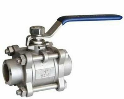 China 304 Stainless Steel Ball Valve Three Piece Handle Pneumatic Operation for sale