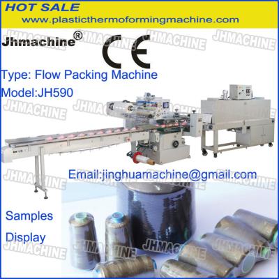 China automatic threads spools poly wrapping machine /Flow Packing Machine Within Shrink tunnel for sale