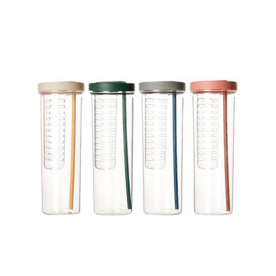 China Factory CL1C-E404 Sustainable Logo Clear Plastic Fruit Infusion Hot Selling Custom Bottle With Straw for sale