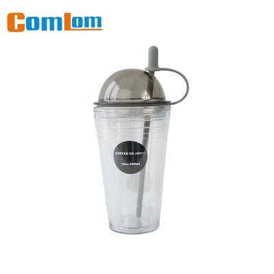 China CL1C-GW146 Comlom Sustainable Clear Travel Plastic Rocker Arm With Straw And Lid for sale