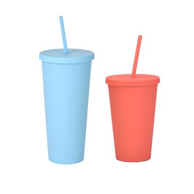 China Viable CL1C-E162-A 16oz 22oz pastel colored plastic tumblers with lids and straws travel coffee mug for sale