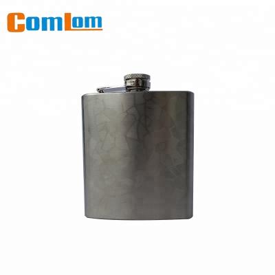 China CL1C-HI-6A Comlom Stainless Steel Calico Pattern Engraved Whiskey Hip Flask for sale