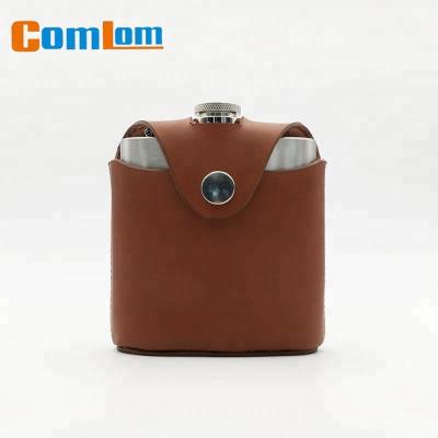 China Eco Friendly CL1C-HK-2 Comlom Stainless Steel Whiskey Hip Flask With Fashional Leather Case for sale