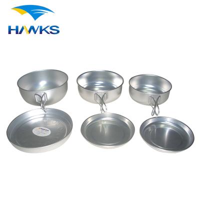 China Aluminum CL2C-DT1412-6 3 Person Anodized Portable Aluminum Outdoor Camping Tableware Set for sale