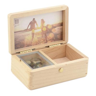 China Multiple Music Choices Wholesale Vintage Music Box DIY Jewelry Box Photo Savings Memorabilia Wooden Solid Wood Custom Engraving for sale