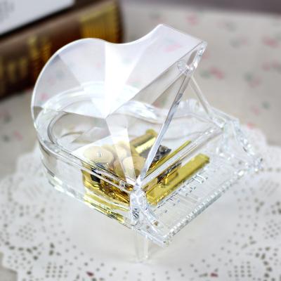 China Wholesale transparent acrylic music box transparent piano acrylic music box rotating gift low price creative factory direct marketing sales for sale