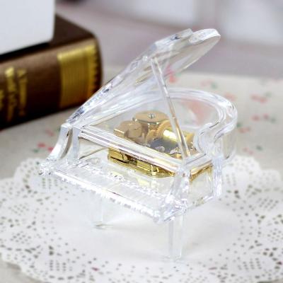 China Wholesale transparent acrylic music box transparent piano acrylic music box rotating gift low price creative factory direct marketing sales for sale