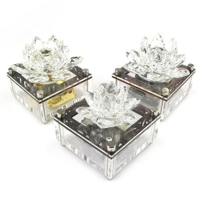 China Crystal Flower Music Box Rotating Sale Gift Low Price Factory Direct Sales Healthy Wholesale Transparent Creative Souvenir Set for sale