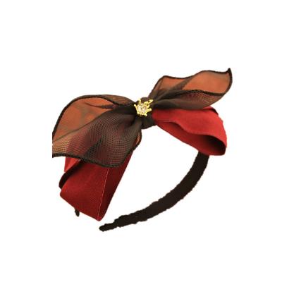 China Fashion Set Fashion Set Diamond Gauze Bow Hair Circle Headband Wholesale High Quality Cloth Art Hair Band for sale