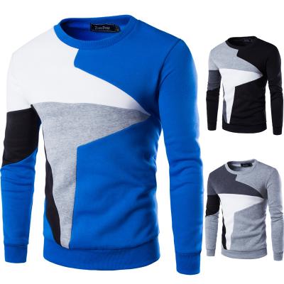 China 2021 Spring New Men's Contrast Style Pullover Casual Long Sleeve Sweater QUICK DRY Knitted Round Neck T-shirt Tops for sale