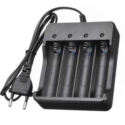 China Portable Mobile Phone Travel 4 Slots 18650 Li-ion Battery Charger With LED Indicator Light 4.2V AC EU/US Plug Wired Battery Charger for sale