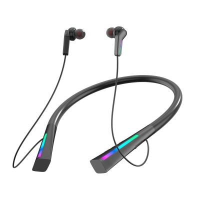 China New Style Neck Band Sports BT Earphone Luminous Gaming Headset Hanging Earbuds Neck In-Ear Wireless BT Working Headset for sale