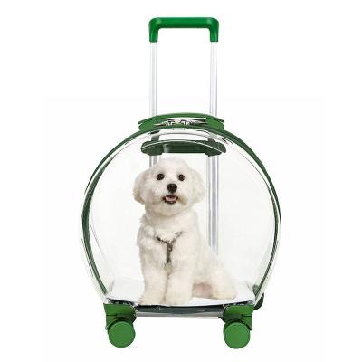 China Newly Design 4 Wheel Breathable Cat Dog Carts Easy Walk Folding Travel Carrier Cart Bubble Pet Stroller Carrier for sale