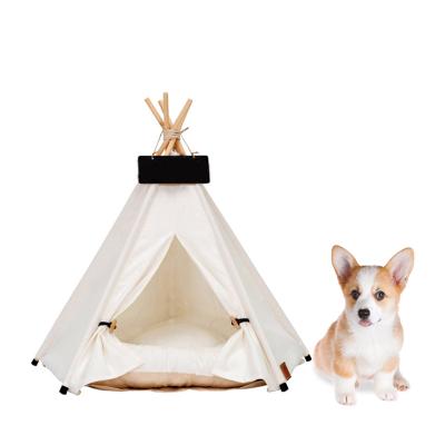 China Breathable High Quality Pure White Teepee Tent Pure White Pet Bed Dog Bed Indoor Luxury Pet Tent for sale