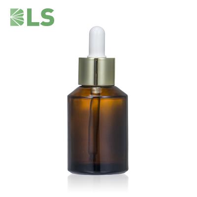 China Custom Logo Cosmetic Clear Slanted Shoulder Dropper Glass Bottle For Serum Essential Oil Bottle With Dropper for sale