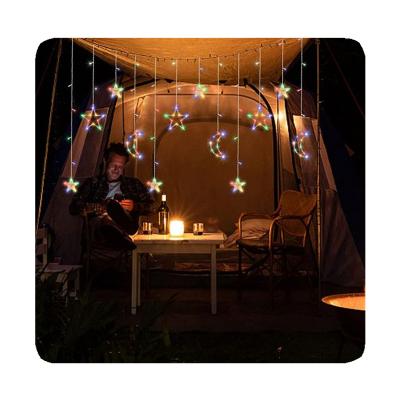 China NEW Factory Holiday Glitter Icicle Moon Star Fairy Decoration String Window Christmas Security Outdoor Waterproof Solar Waterfall Wedding Led Curtain String Lig for sale